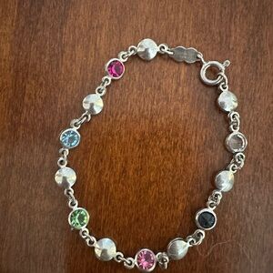 925 Elegant Multi-Color Gemstone Bracelet